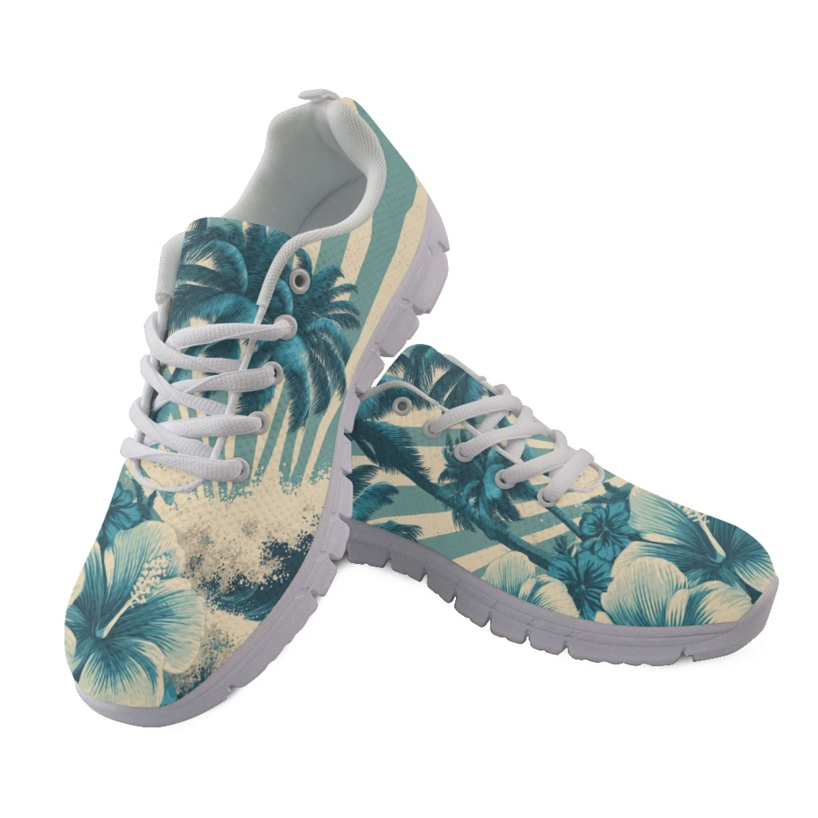 Coloranimal Monstera Leaf Sports Tennis Shoes Mesh & EVA Sole Walking Shoes Anti-Slip Sports Shoe for Women