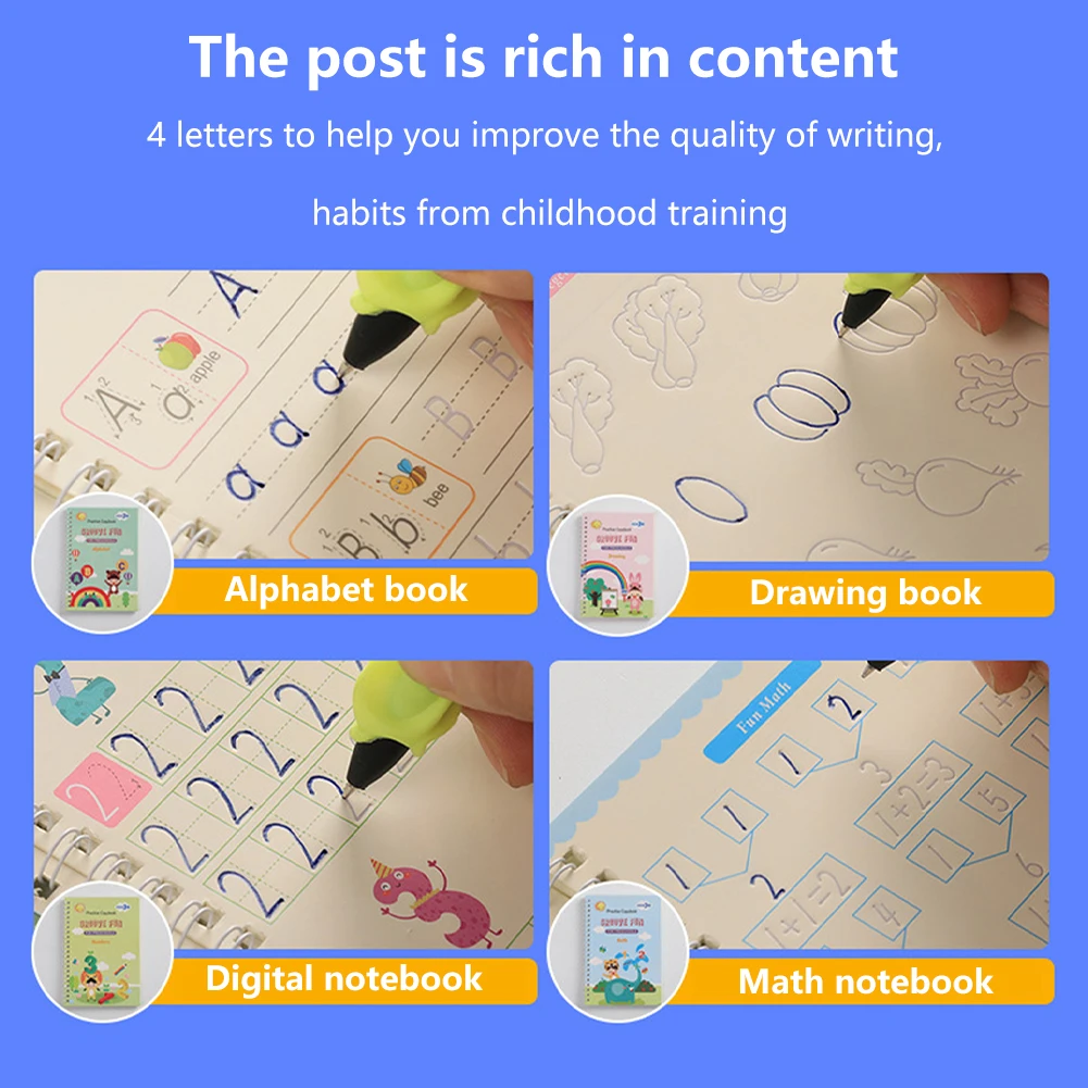 For Kids Smooth Writing Drawing Early Education Practice Copybook With Pen School Practicalfor MagicCalligraphy Reusable English