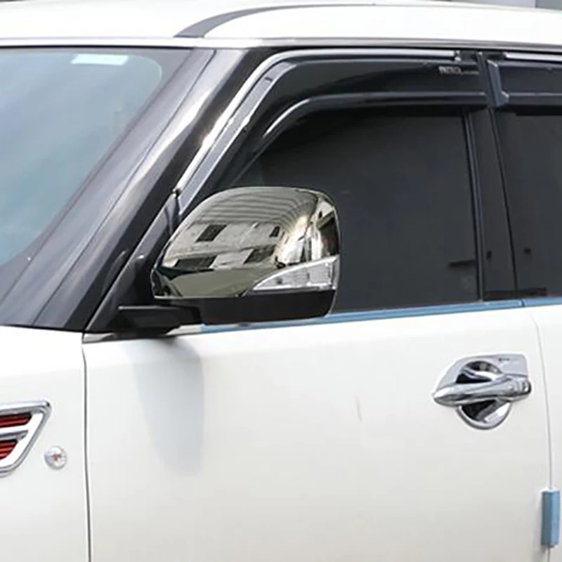 2pcs ABS Carbon Fiber/Chrome Rearview Mirror Trim Cover For NIssan Patrol Armada Y62 Accessories 2017 2018 2019