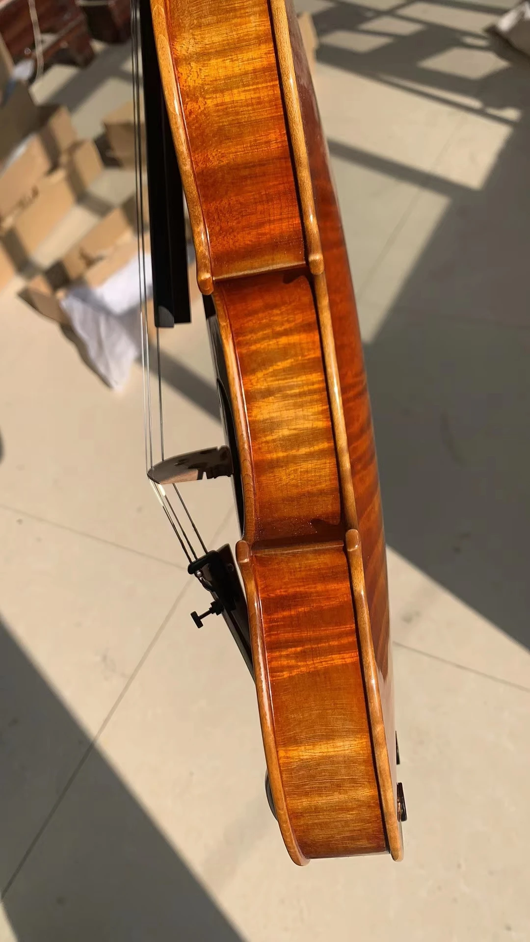 Strong tone!  All European spruce All handmade Violin 4/4 3/4 7/8 violino Stradivarius 1735 Golden Maple Violin Brazilian bow