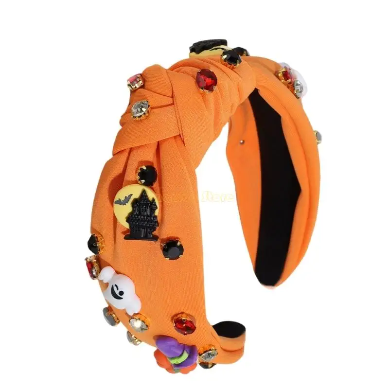 31bf Halloween opaska dyniowa Motyw nietoperza miękka tkanina kostium do włosów dla dzieci dorosłych odtwarzanie roli impreza