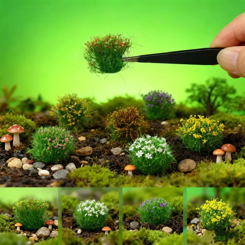 12tutorials Model Large Flower Clusters, Static Grass Cluster Architectural Model Decorations, Sand Table Miniature Materials