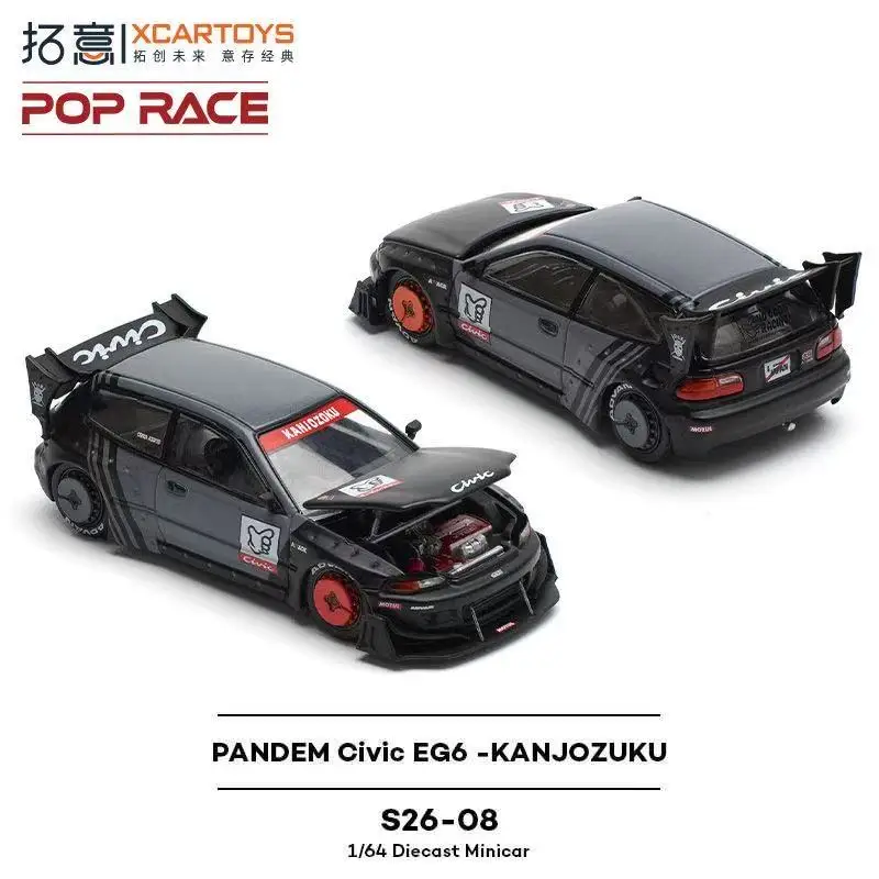 POP RACE 1:64 PANDEM Civic EG6 Alloy Premium Diecast Car Model Vehicle Collectible