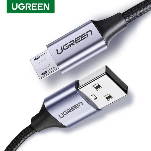 Ugreen-Cable Micro USB 2A de nailon, Cable USB tipo C de carga rápida para Samsung, Xiaomi, HTC, cargador USB, Cable de datos para teléfono, carga rápida