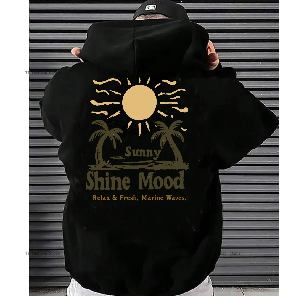 

Sunny Shine Print Graphic Men Hoodies Sweatshirts Fashion Casual Solid Color Hooded Hip Hop Mens Oversized Hoodie Streetwear