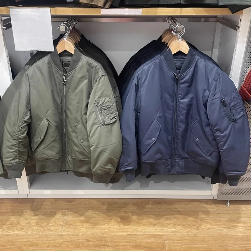 Unisex Military Style MA1 Jacket Pilot Coat Couple's Baseball Uniform Waterproof Polyester Long Sleeve Zipper Closure Pure Color