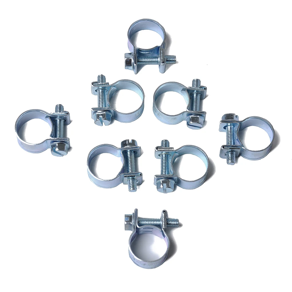 10PCS Set 10-12MM Hose Clamp Circular Pipe Clamp Air Water Tube Clips Water Pipe Fasteners Fuel Hose Clamps