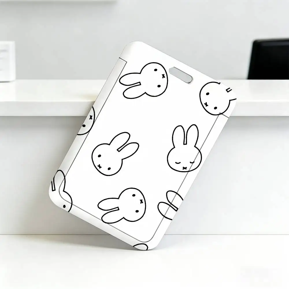 Cartoon M-Miffy Niedliches Schlüsselband mit Rückziehclip und Kartenhalter, Drehbarer Ausweishalter, Familiengeschenk – Detail 5