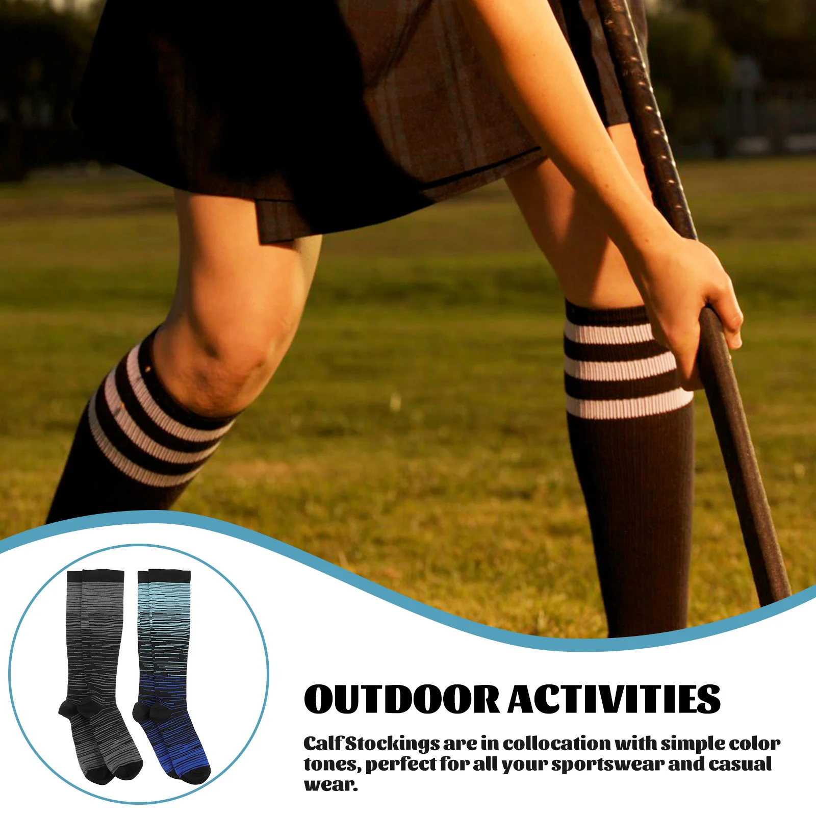 

2 пары разноцветных компрессионных носков, спортивные носки до середины икры для бега, футбола, тренировок, спортивные принадлежности, футбольные чулки