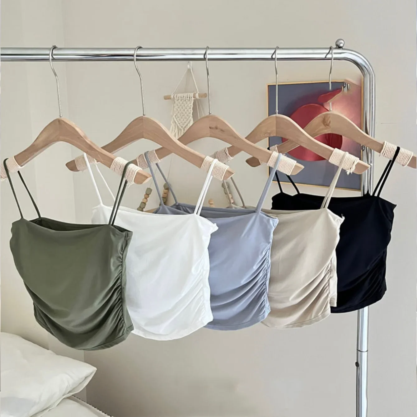 Women Crop Top Sexy Bra Seamless Tank Tops Summer Female Strap Top Backless Camisole Solid Cropped Undershirt One-Piece Cup