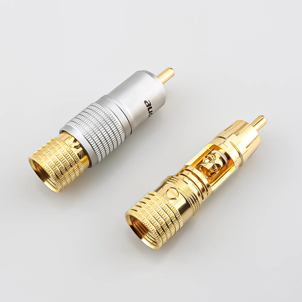 8 قطعة Audiocrast RCA التوصيل الصوت كابل موصل 24K Glod مطلي RCA ذكر موصلات لكابل 9 مللي متر