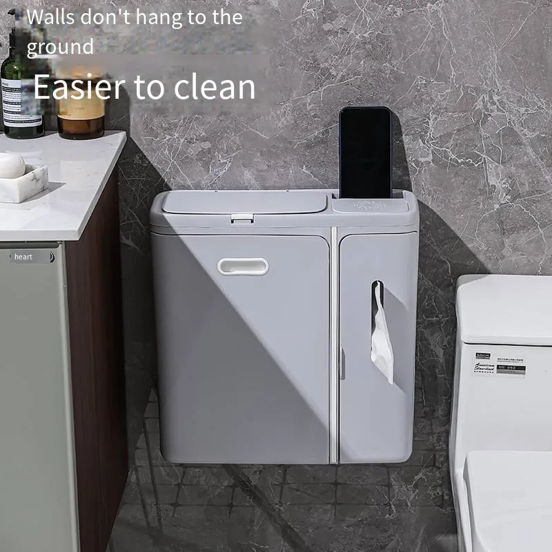 

Kitchen Trash Can Hanging Household Wall Hanging Storage Bucket with Lid Toilet Toilet Bathroom Wall Hanging Mini Small Bucket