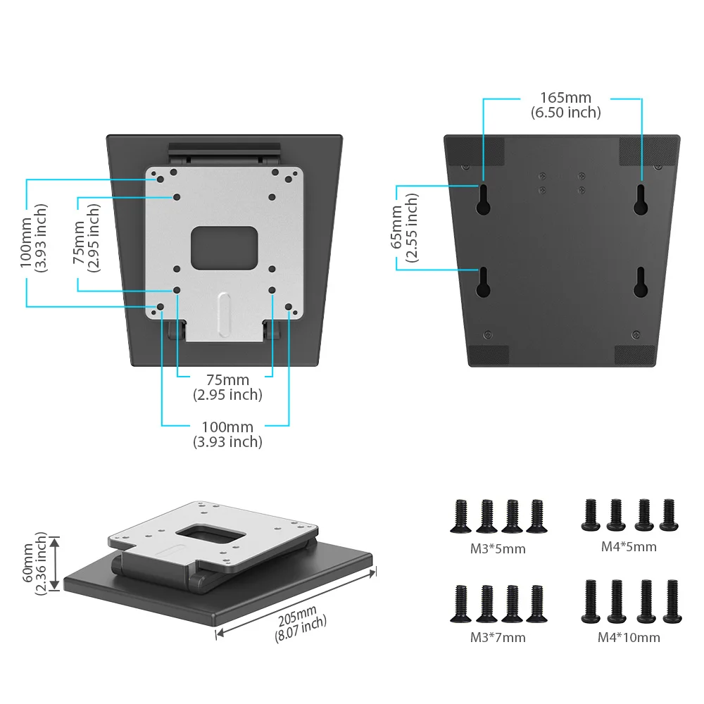 Imagem -03 - Suporte de Monitor Portátil Uperfect Suporta até 12 kg Suporte Vesa Dobrável de Metal para Monitores de 15 a 22 Compatível com Orifício Vesa de 75x75 mm e 100x100 mm