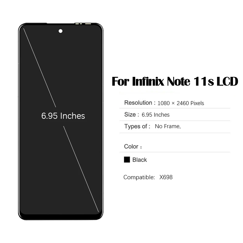 Screen 6.95 inches For Infinix Note 11s LCD Display X698 Touch Screen Digitizer Assembly Replacement Parts For Note11s Display