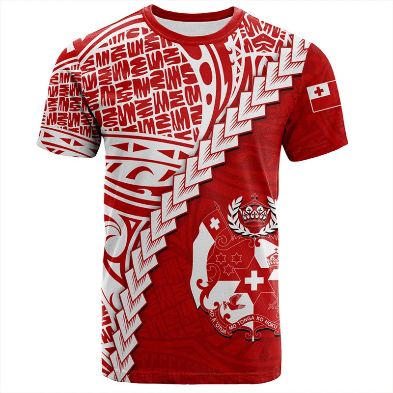 Harajuku Summer 3D The Kingdom Of Tonga Print T Shirt Oceania Tonga Emblem Graphic T-shirts For Men Fashion Streetwear Clothing