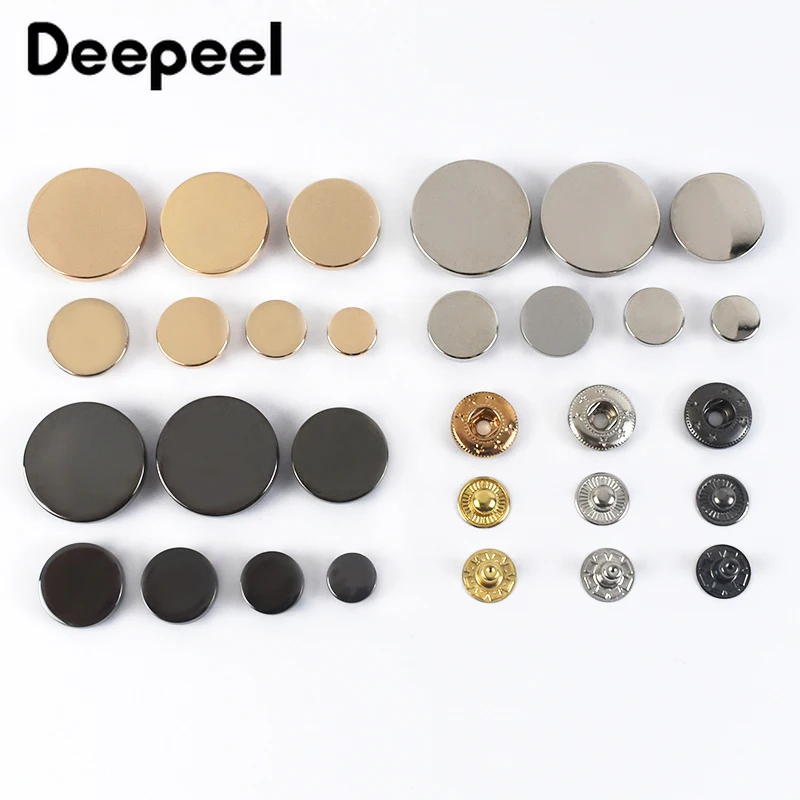 

40Sets 10-25mm Round Flat Metal Buttons Jacket Pants Snap Hook Studs Decor Button Garment Bag Fastener Leather Crafts Supplies