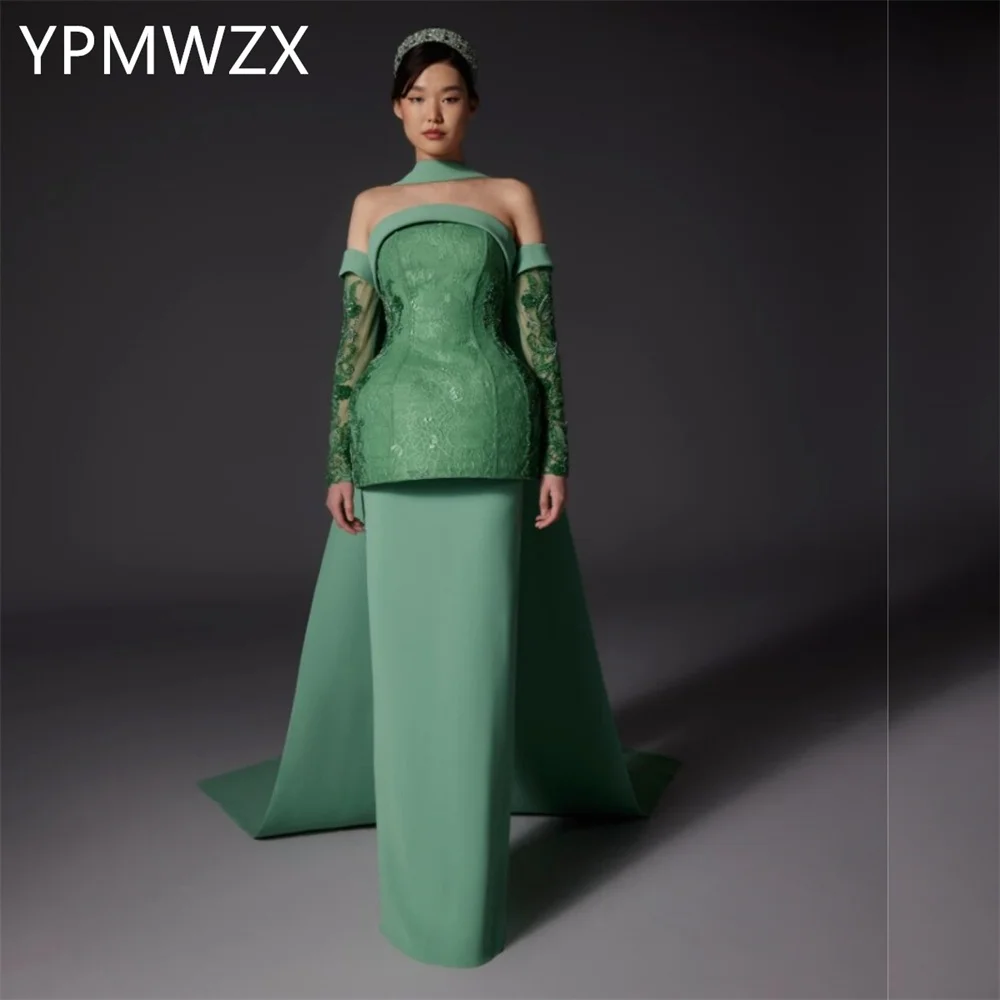 Customized Evening Dress Women Prom Gown Formal YPMWZX Strapless Column Floor Length Skirts Stole Bespoke Occasion Dresses Party