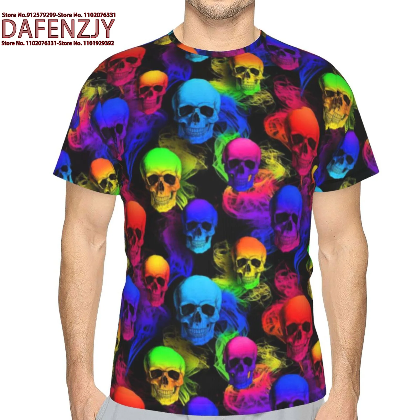 

Gothic Men's Skull Print 3D T-Shirt Street Casual Loose Creative Horror Short Sleeve Fitness Daily Streetwear Tops