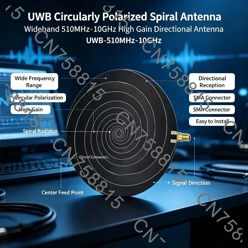 isometric helical antenna left and right circular polarization，0.51-10 GHz ultra-wideband circular polarization antenna