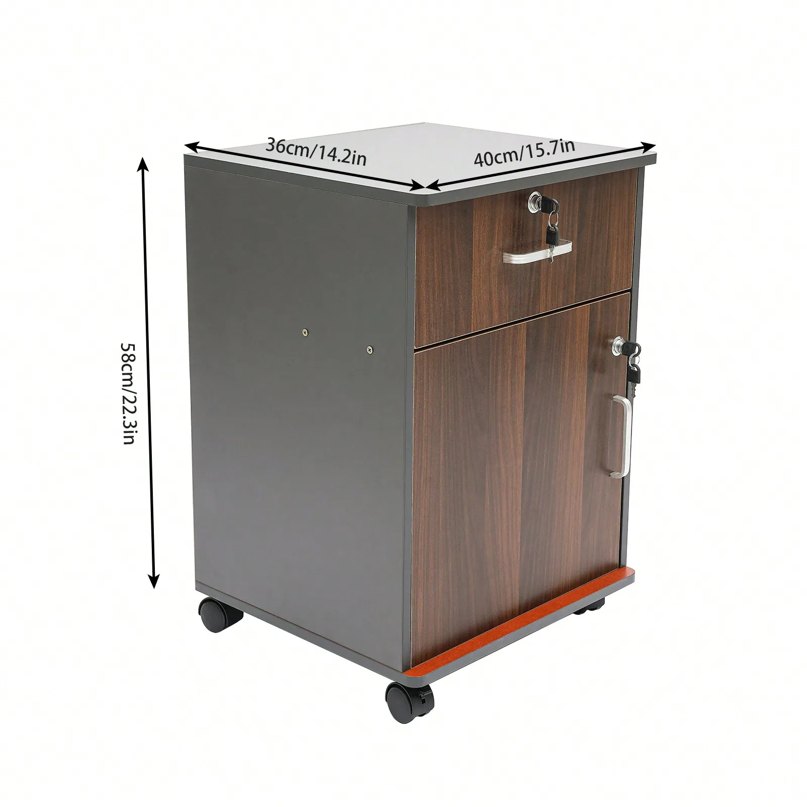 

2 Tier Mobile File Cabinet, Under Desk Metal Filing Cabinet With Lock & 1-Drawer