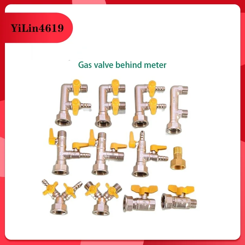 Brass Gas Meter Switch Connector One Point Two Way Natural Gas Meter Ball Valve Valve Three-way M30 Turn 1/2 Inch Gas Stove