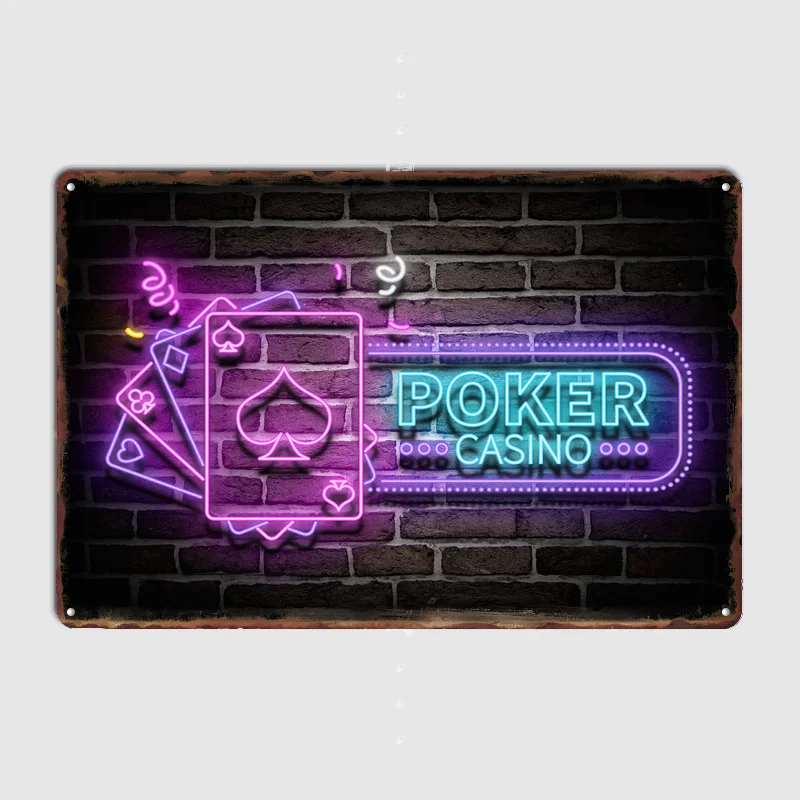 

Poker Casino neon Vintage Poster Metal Sign Custom Bedroom Decoration Room Decor Home Decor Posters Indoor Wall Decoration