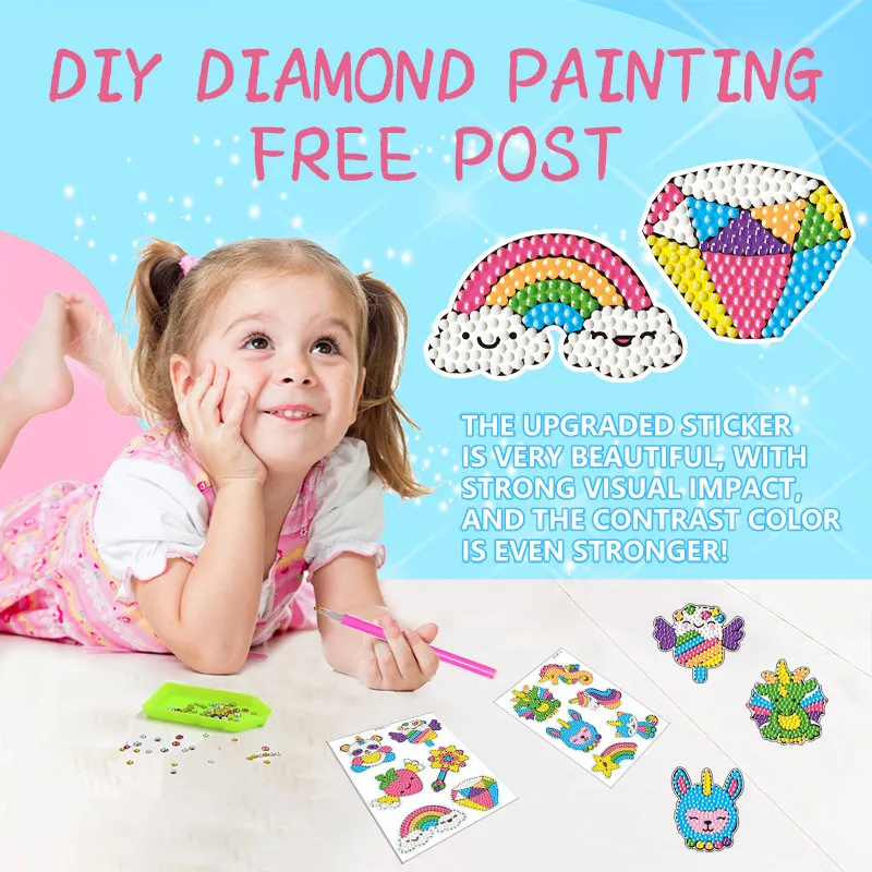 Diamond StickerDIY Diamonds Art Mosaic Stickers Diamonds Painting Stickers Cute Cartoon Pattern for Kids Gift Rewards Home Decor