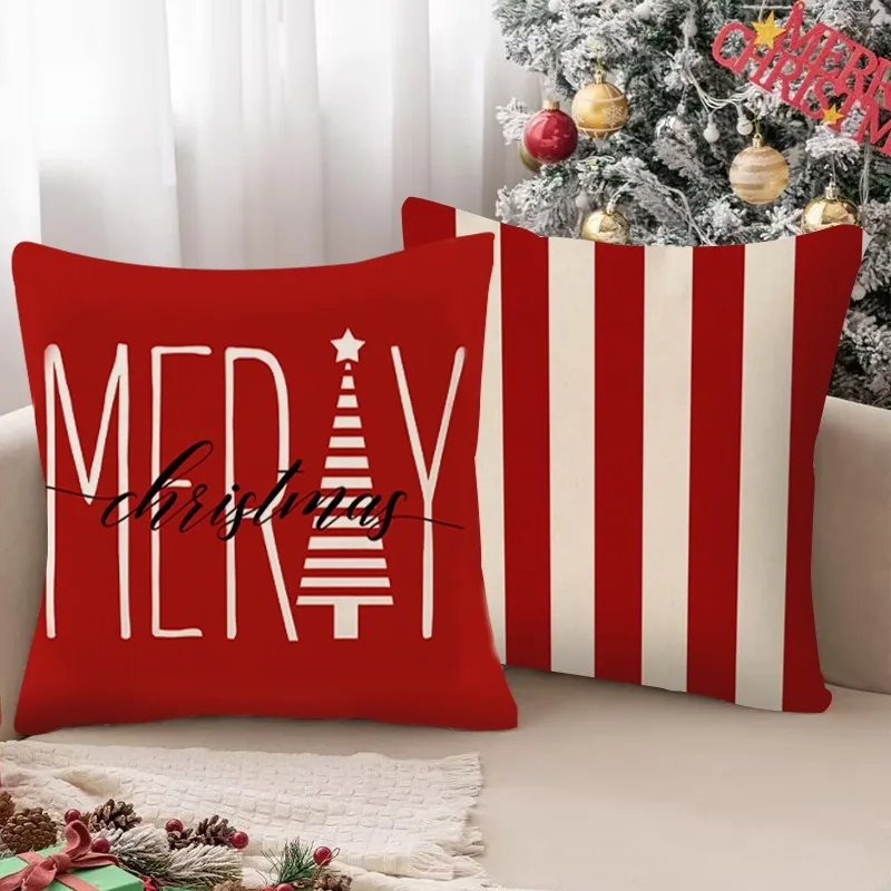 4pcs Christmas Pillow Covers 45x45cm Xmas Winter Pillow Cushion Cases for Christmas Holiday Home Decorations Throw Outdoor