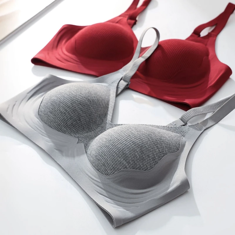 Seamless Bra For Women Small Chest Gathered Brassiere Thin Style No Steel Ring Underwear Semi Fixed Cup Lady Lingeries New