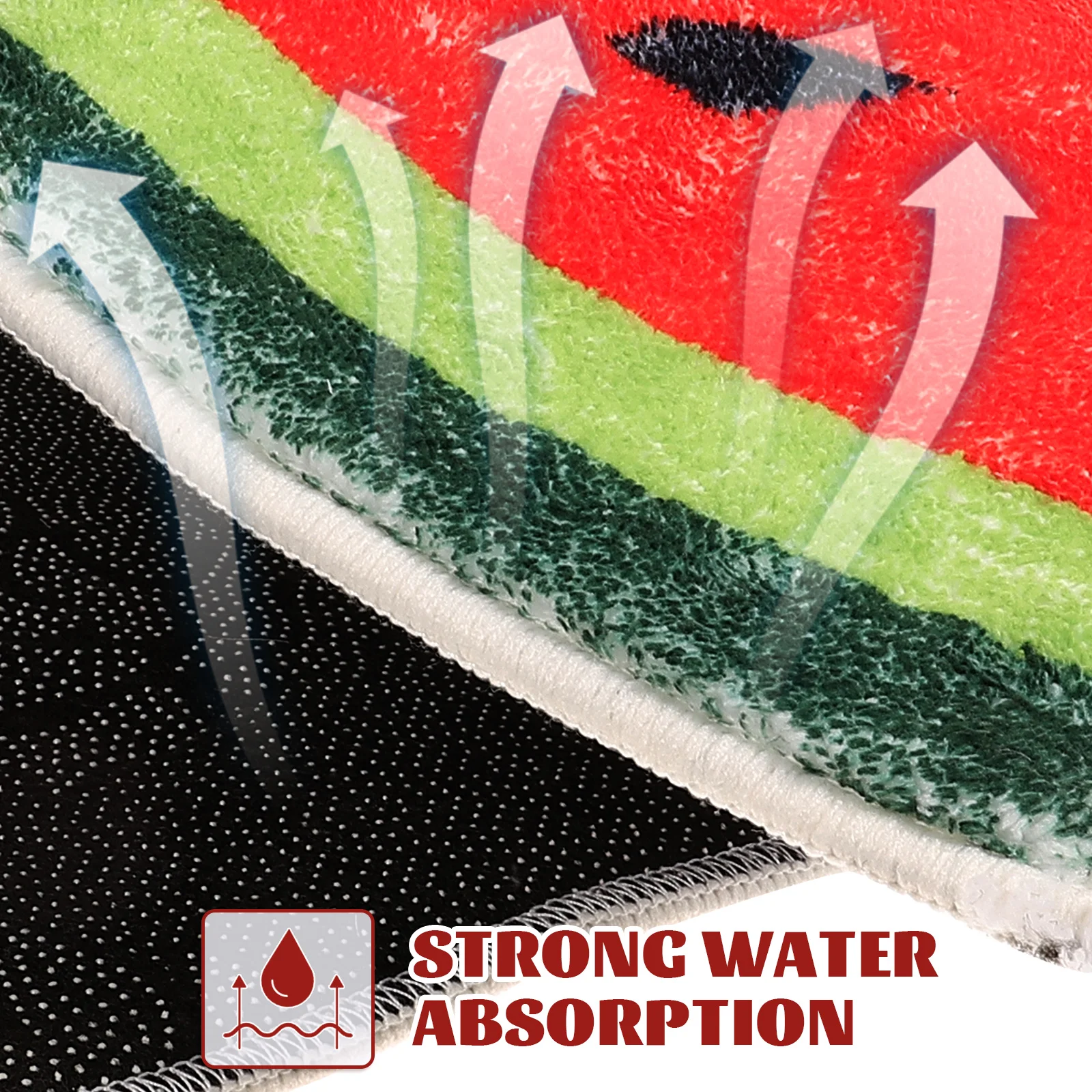 

Watermelon Design Anti-Slip Bath Washable Floor Rug Decorative Entryway Kitchen Bathroom Door For Home Office Hotel Use Front