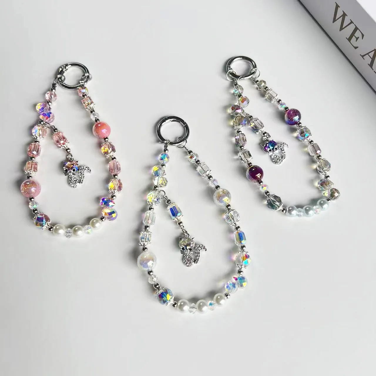 

Luxury Crystal Mobile Phone Chain Straps Keychain High-end Handmade Water Drop Beaded Wrist Chain Hanging Rope Pendant Jewelry