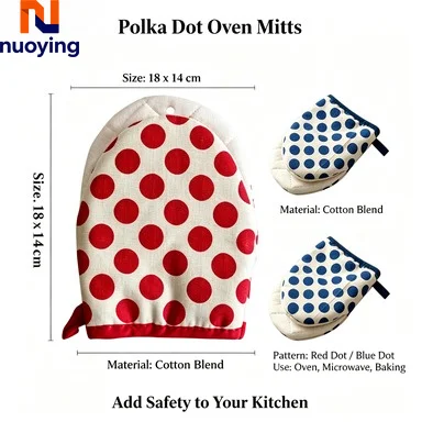 Guantes de Cocina Resistentes al Calor con Diseño de Puntos, Guantes Anti-quemaduras para Microondas y Repostería
