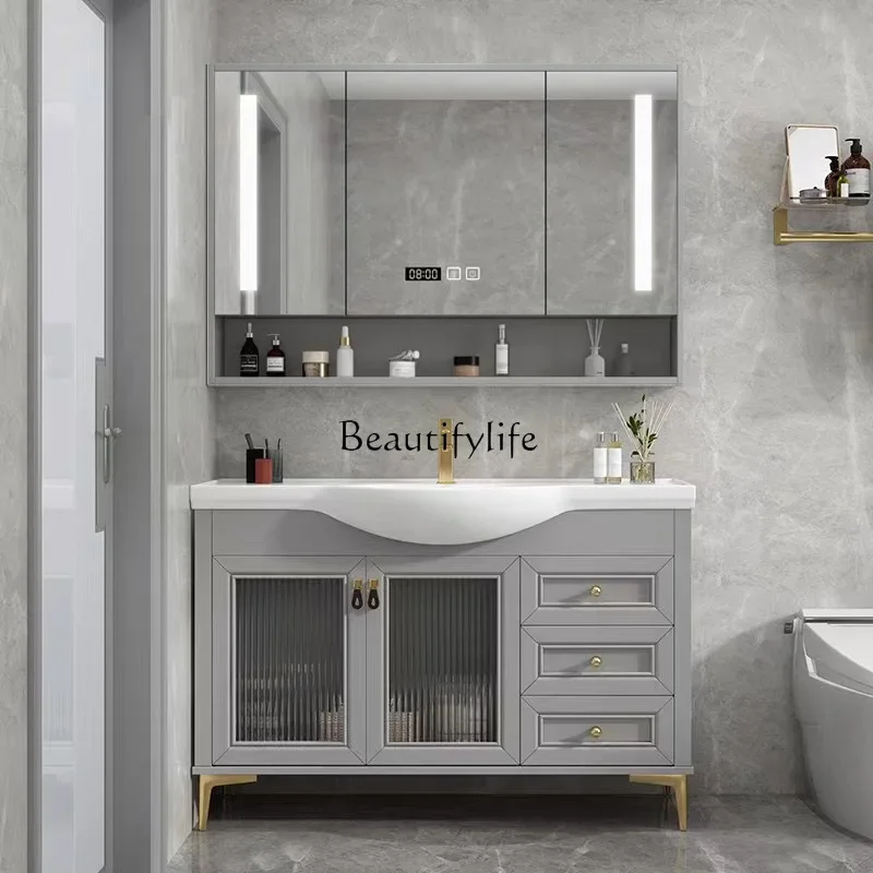 

01-Ceramic integrated big belly basin bathroom cabinet toilet oak washbasin washbasin