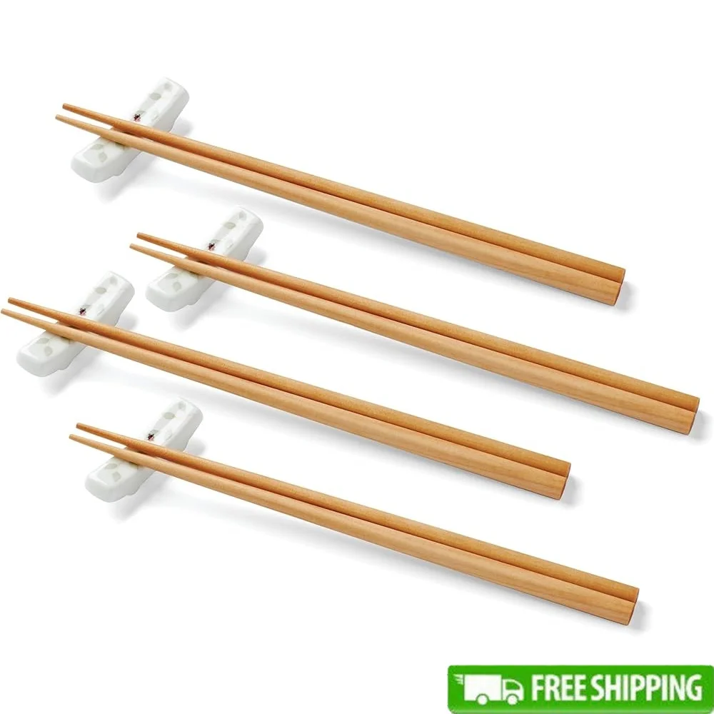 

Wooden Butterfly Meadow Chopsticks with Stands Set of 4 Hand Wash Floral Pattern Multi Color Kitchen Dining Gift
