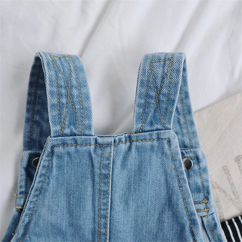 Summer Baby Overalls Denim Suspender Loose Shorts Clothes Solid Color Outwear Kids Boys Girls Casual Jumpsuits