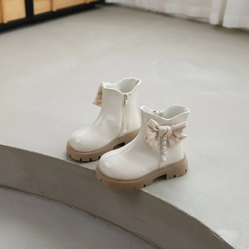 

Girls Causal Catwalk Short Boots Spring Autumn Children Classic Ankle Boots Princess Bowknot Kids Fashion School Boots Round-toe