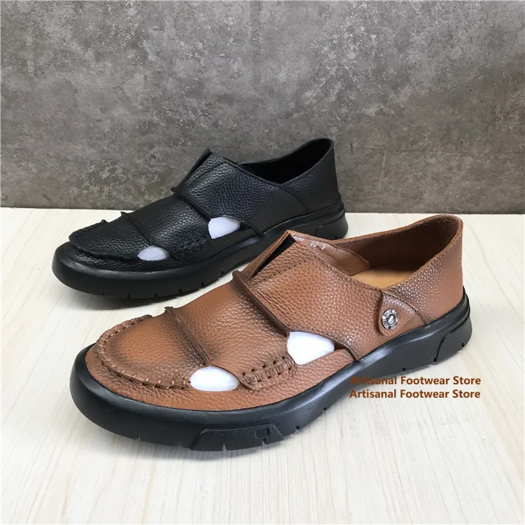 

Cowhide Hollowed Out Men's Sandals Thick-Soled Durable Casual Shoes Comfortable Breathable Leather Shoes Summer Men's Shoes