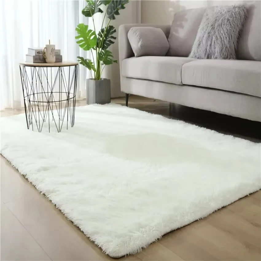 

VIKAMA Nordic Ins Style White Long Pile Carpet Is a Simple And Modern Decorative Carpet For The Living Room And Bedroom