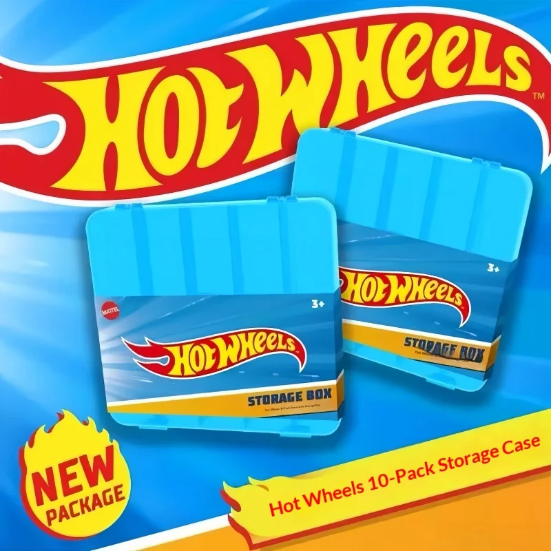 2026 New Mattel Hot wheels Car Model Storage Box 10 Grids Boys Toy Dustproof Organizer Case Diecast Vehicles Model Birthday Gift