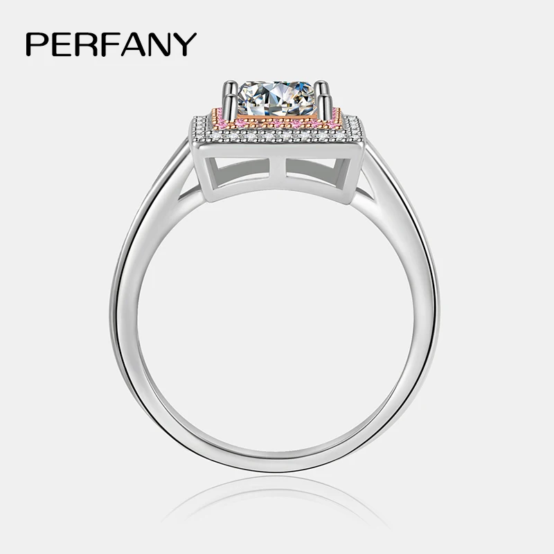 PERFANY 5.5mm 1CT Princess Cut Moissanite Diamond Ring  for Women Rose Gold Color Elegance And Sparkle Jewelry Accessory - view 5