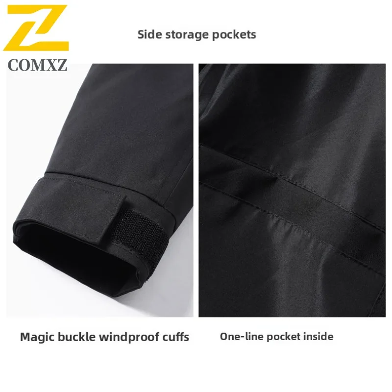 سترة COMXZ Alpine للرجال سميكة للتزلج في الهواء الطلق مقاومة للرياح سترة دافئة بتصميم بسيط بقلنسوة ملابس خريفية مريحة #6