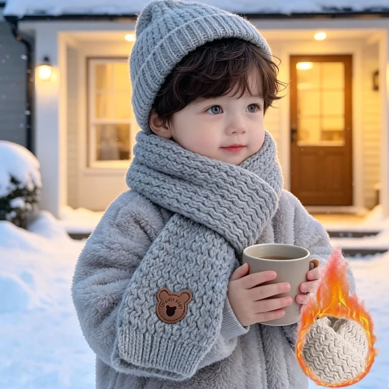 1-5PCS Kids Windproof Scarf Fleece Lined Warm Neck Cover Toddler Winter Scarf Christmas Gift Unisex Baby Outdoor Scarf Cute
