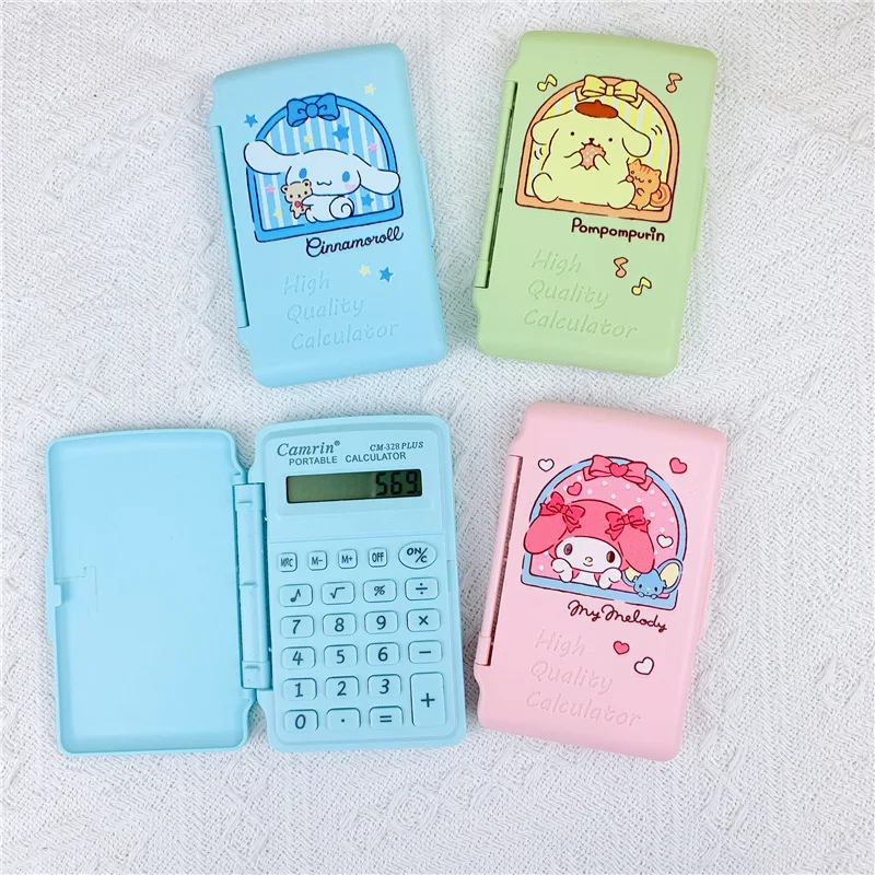 Kawaii Sanrio Flip Calculator Hello Kittys Kuromi Accessories Cute Beauty Cartoon Anime Mini Colorful Carry-On Toys Girls Gift