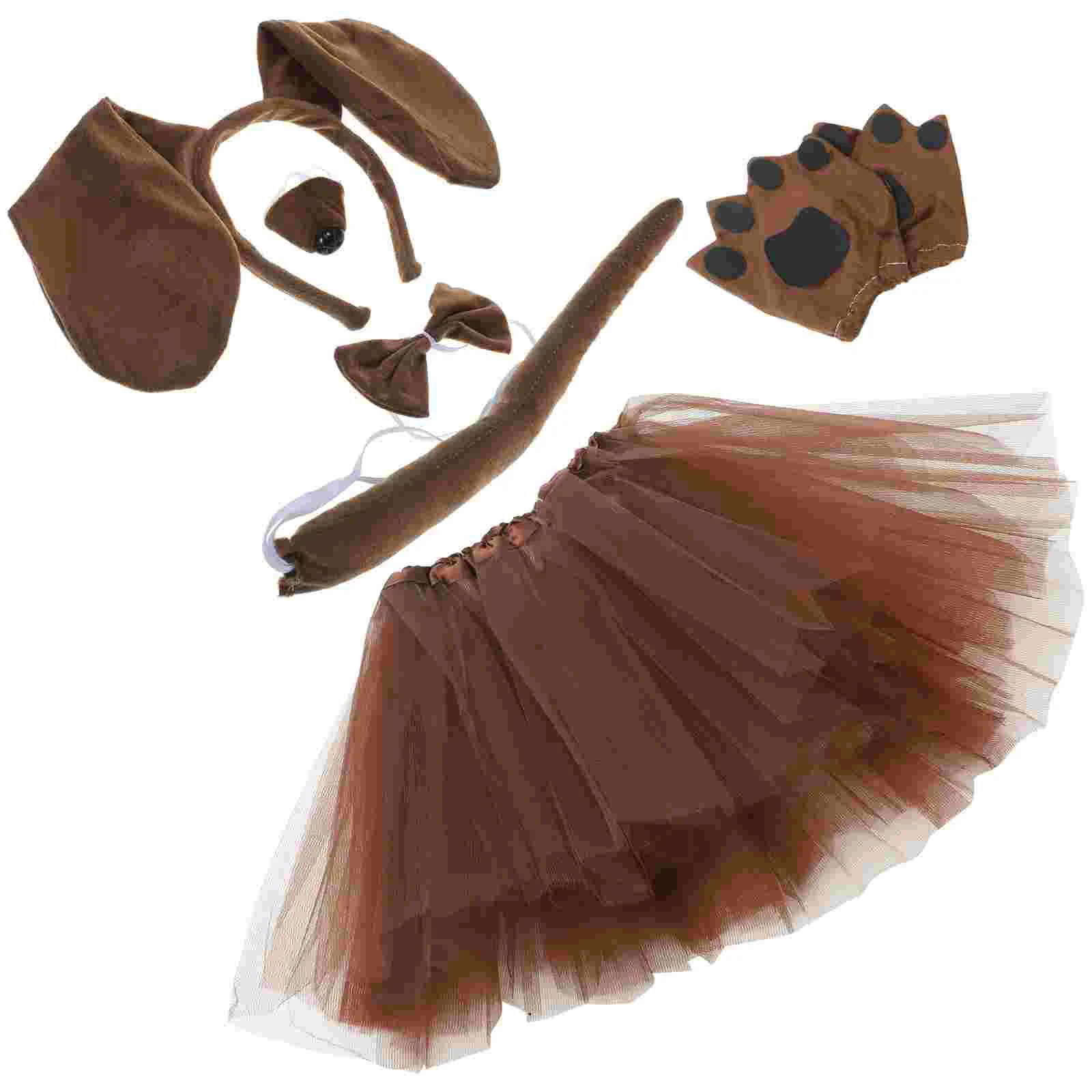 

Headband Dog Coffee Set Ear with Fake Nose Tail Puppy Halloween Animal Dress-up Cosplay Child