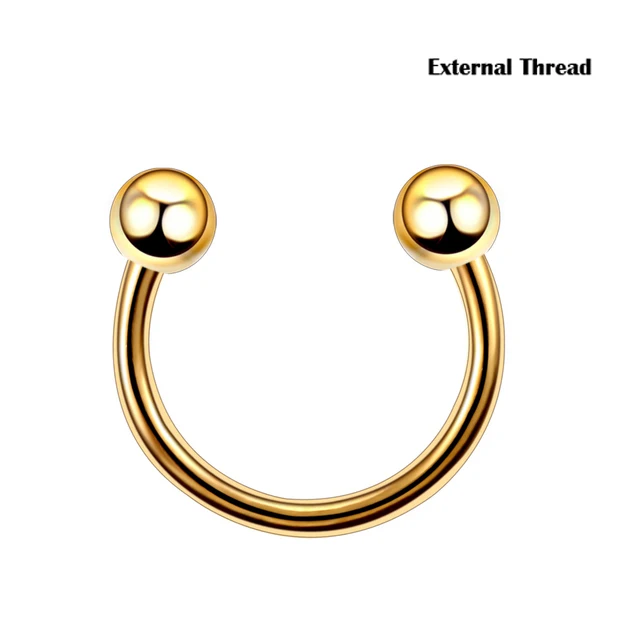 10Pcs G23 Titanium Bal Spike Hoefijzer Ring Interne Draad & Extermal Draad Neus Hoop Septum Oor Helix Kraakbeen Wenkbrauw ring