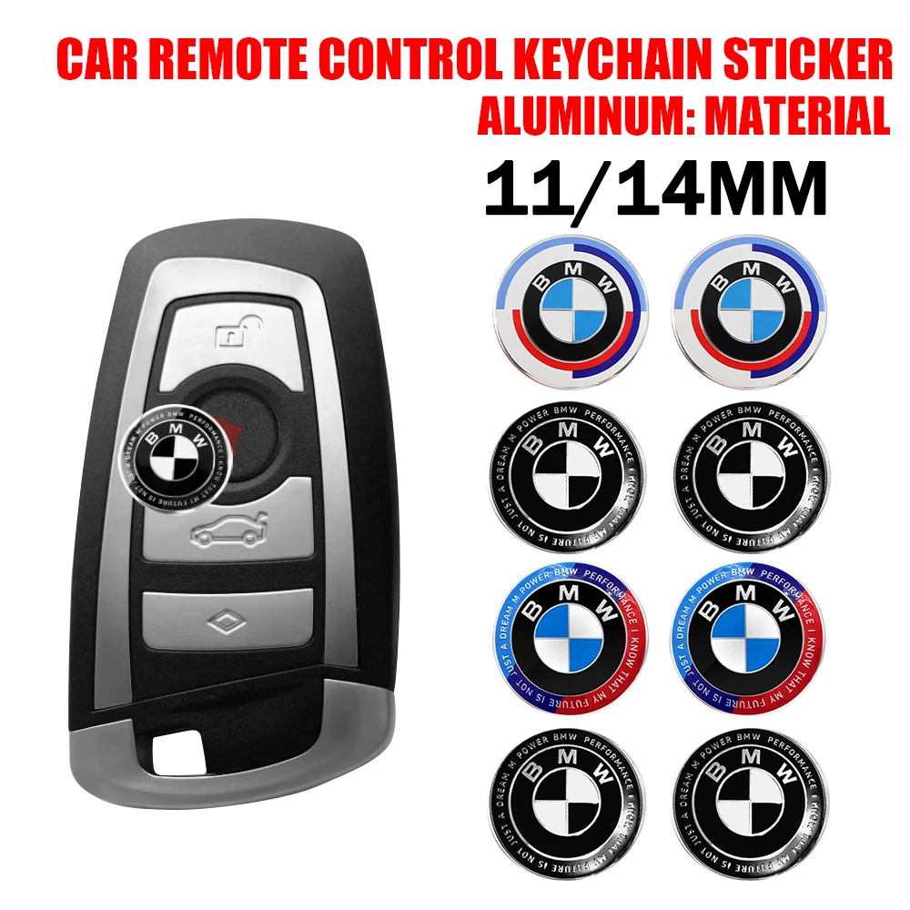 11/14MM 3D  Car Aluminum Remote Control Key Emblem Sticker For BMW M Performance M3 F32 E52 E90 E91 E92 E93 F01 F30 X3 X5 X6 E53