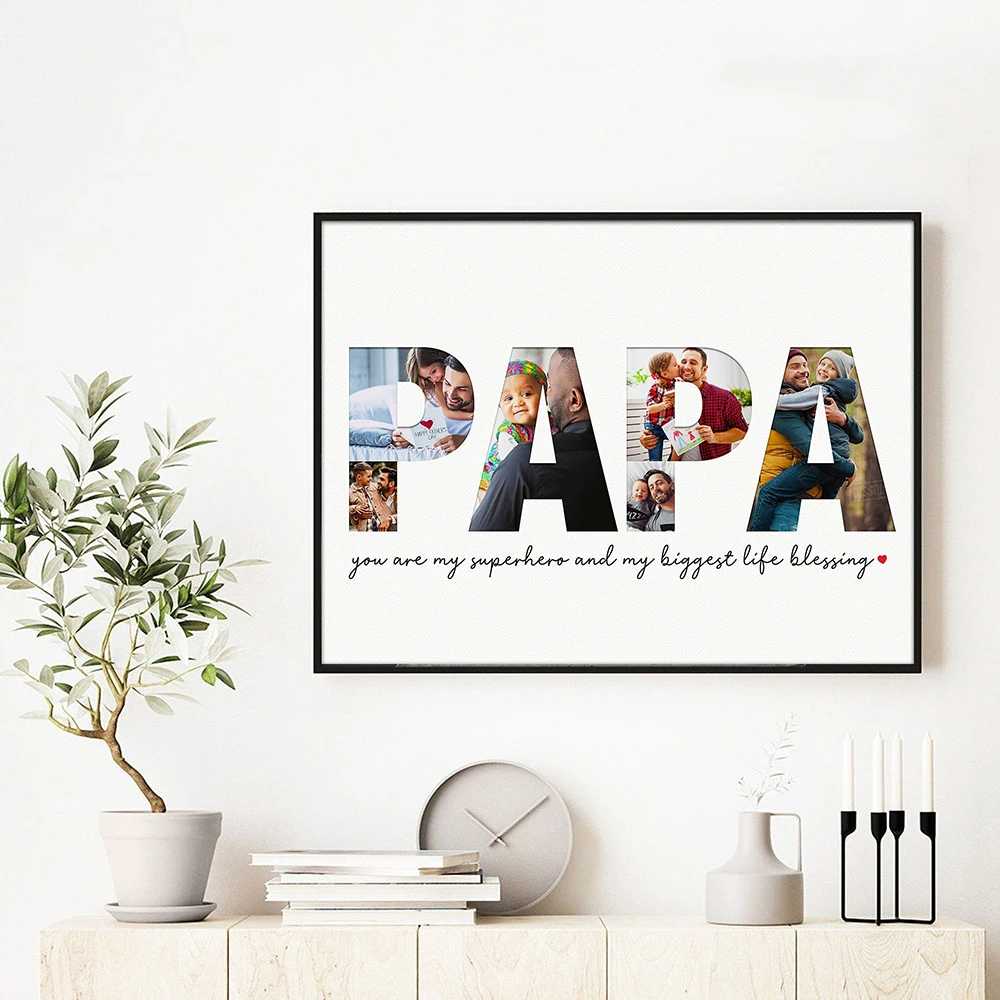 Custom Gift Father's Day Personalized Grandfather Birthday Papa Present Poster Room Home Decor Wall Painting with Black Frame