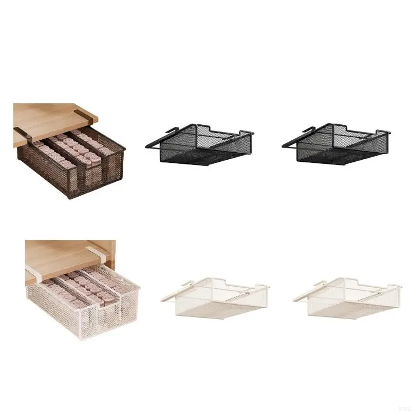 Iron Closet Drawer Under Shelf Storage Basket For Wardrobe Storage Space Saving And Easy Installation 87HA