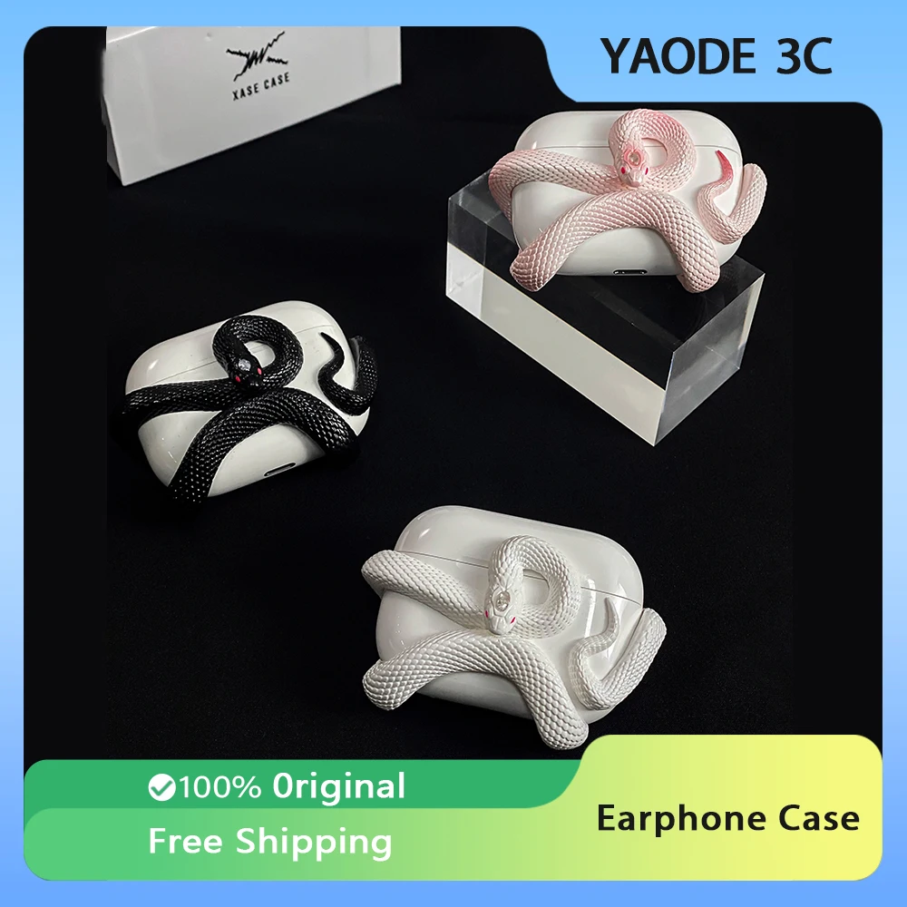 XASECASE Snake Airpods Case Wireless Earphone Case Resin Air Pods Pro 2 Earphone Customized Airpods 3 Case Birthday Gift