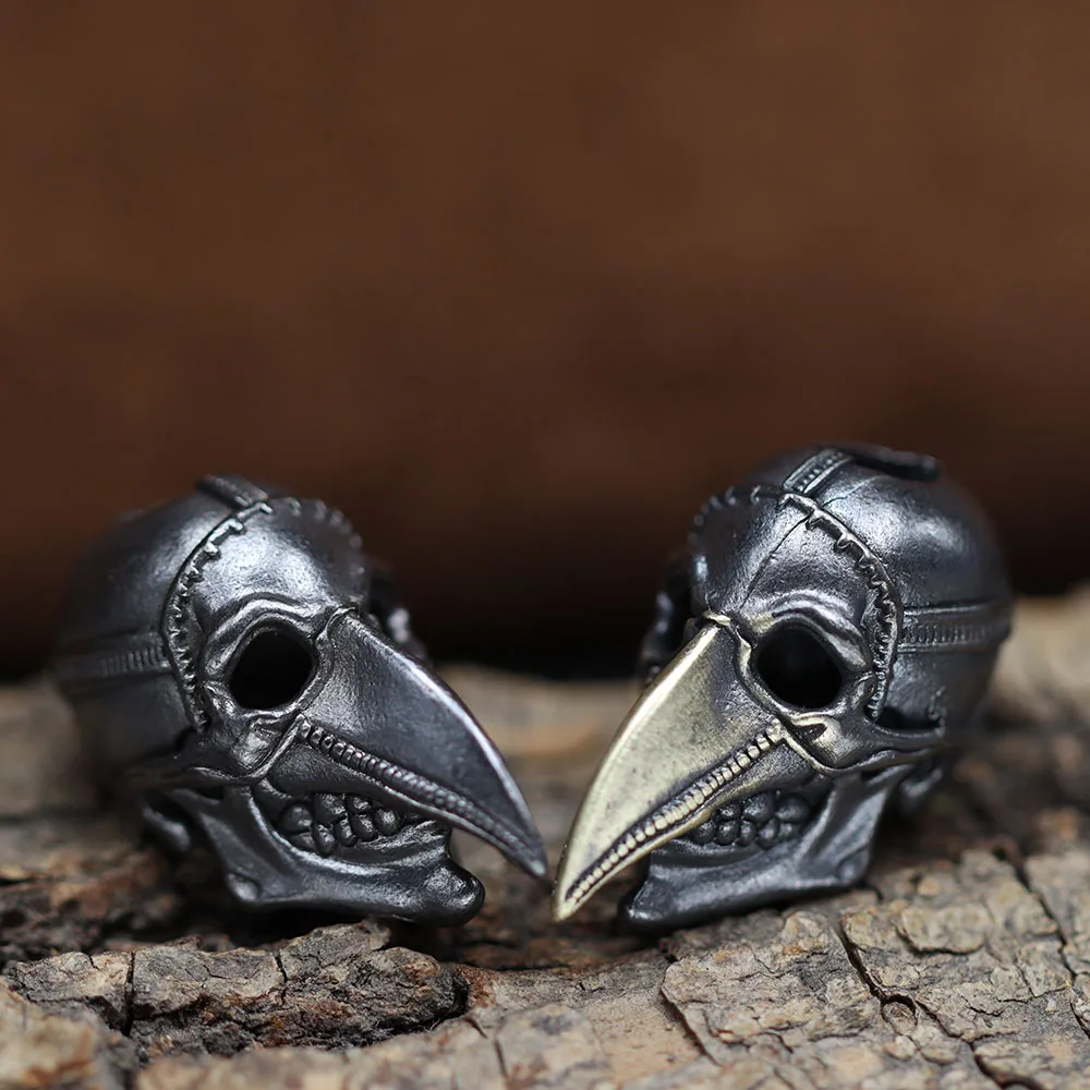 Beak Mask Skull Head Brass Knife Beads EDC DIY Paracord Woven Bracelets Lanyard Pendants Accessories Outdoor Tool Hangings Charm